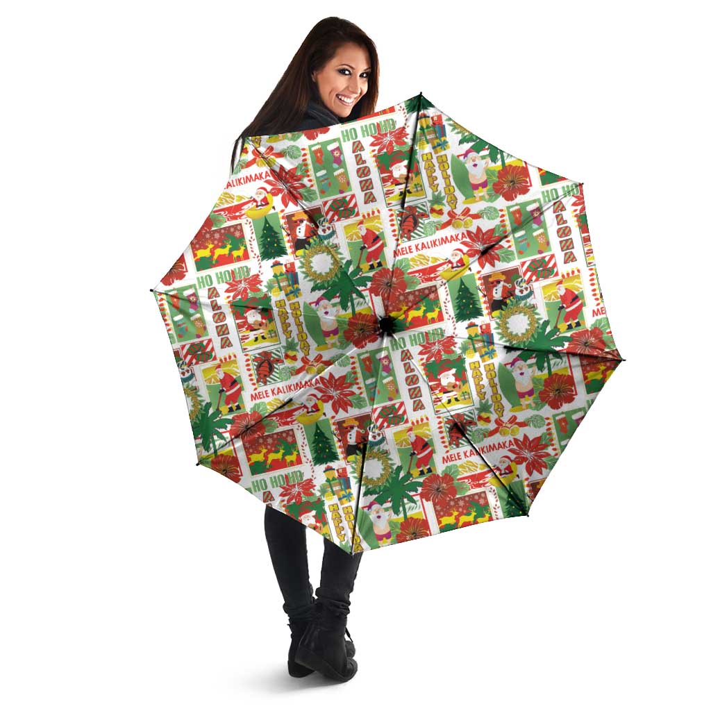 Hawaiian Santa Christmas Pattern Umbrella White Version - Wonder Print Shop