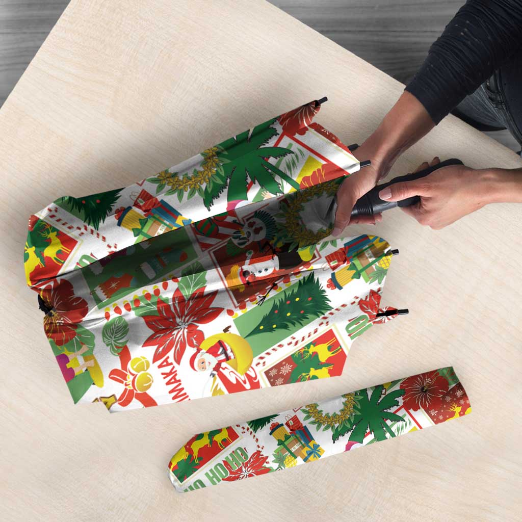 Hawaiian Santa Christmas Pattern Umbrella White Version - Wonder Print Shop