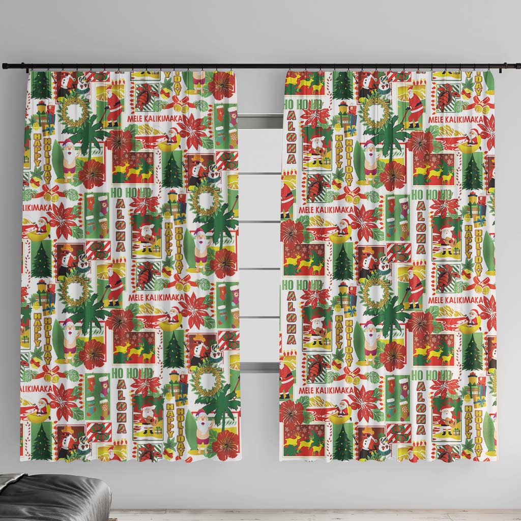 Hawaiian Santa Christmas Pattern Window Curtain White Version - Wonder Print Shop
