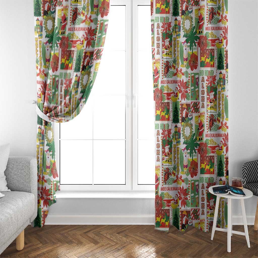 Hawaiian Santa Christmas Pattern Window Curtain White Version - Wonder Print Shop