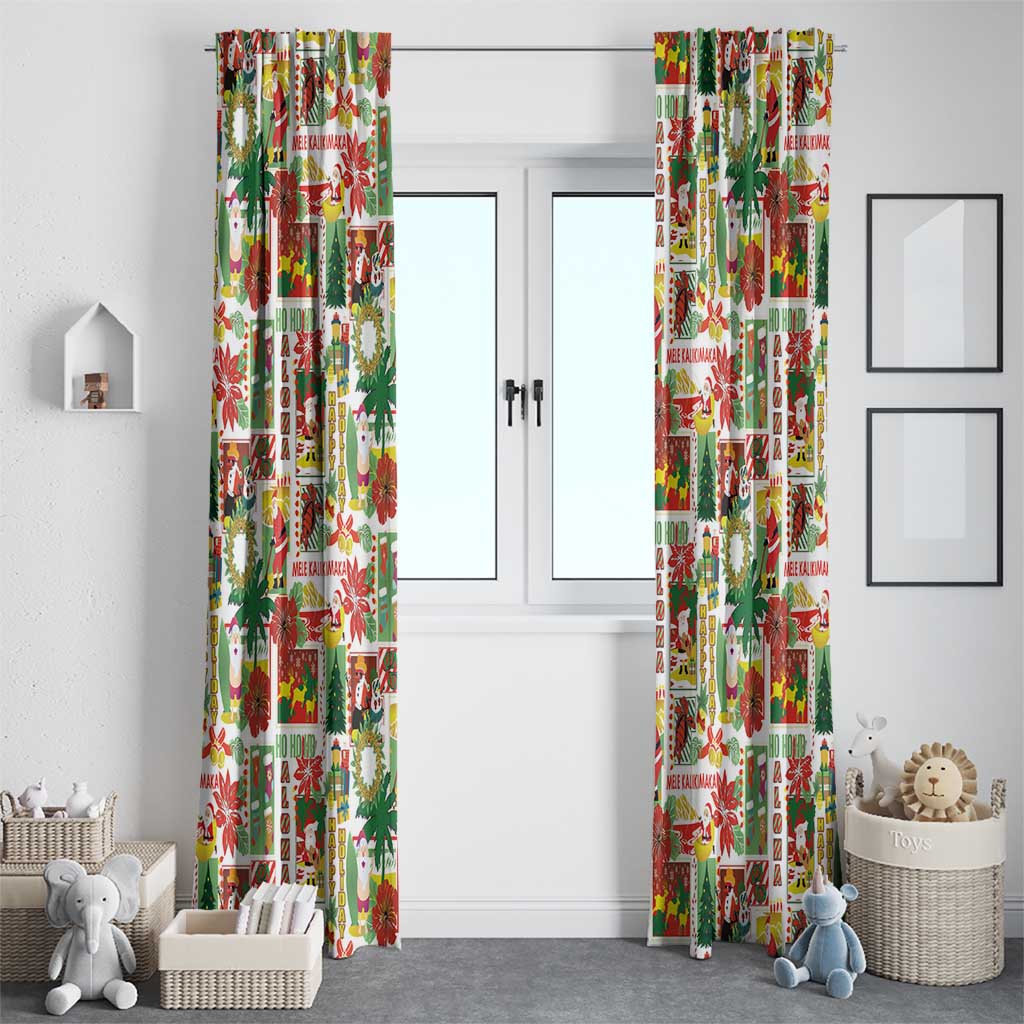 Hawaiian Santa Christmas Pattern Window Curtain White Version - Wonder Print Shop