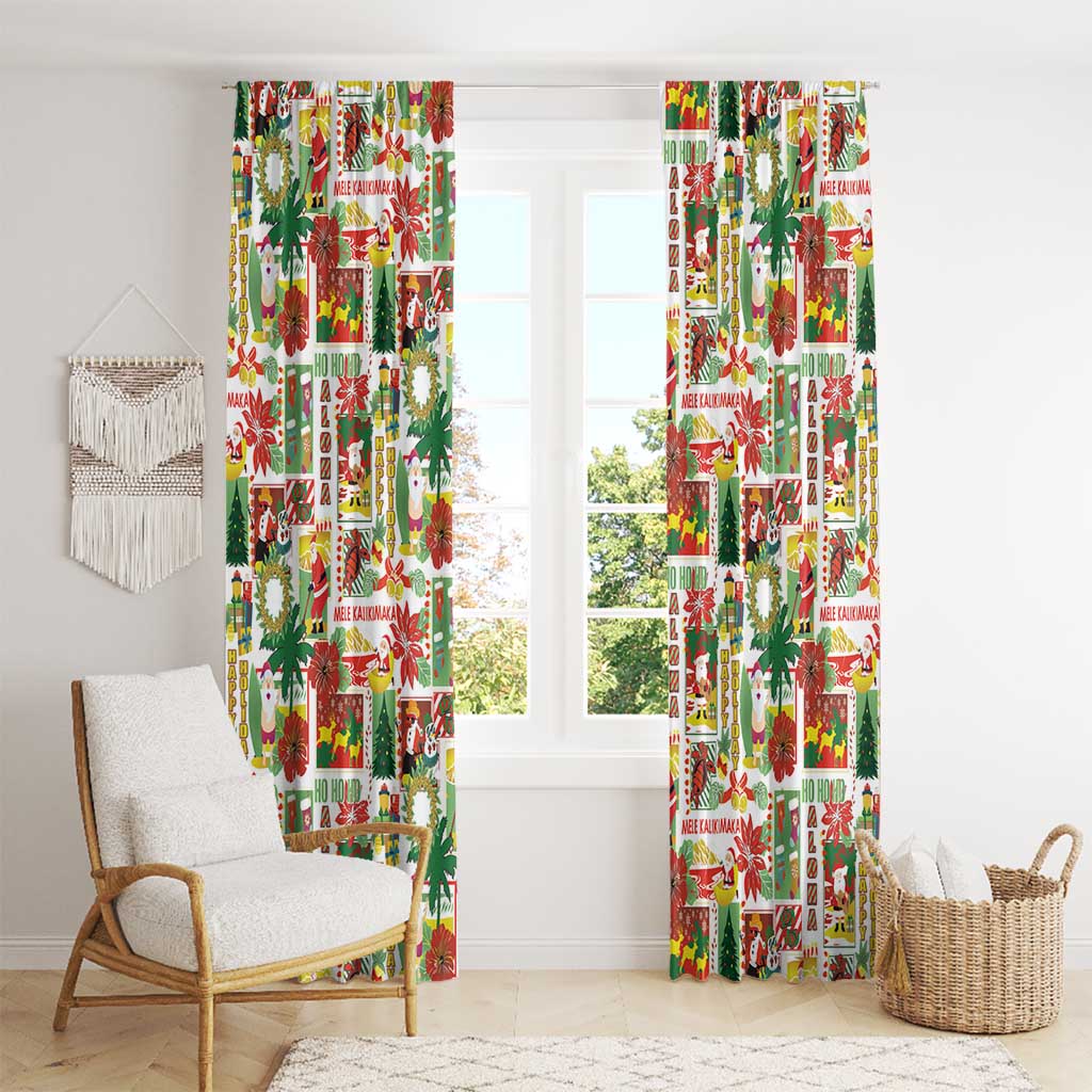 Hawaiian Santa Christmas Pattern Window Curtain White Version - Wonder Print Shop