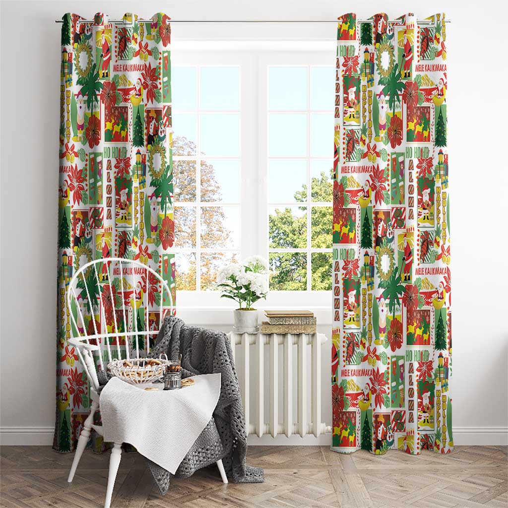 Hawaiian Santa Christmas Pattern Window Curtain White Version - Wonder Print Shop