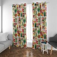 Hawaiian Santa Christmas Pattern Window Curtain White Version - Wonder Print Shop