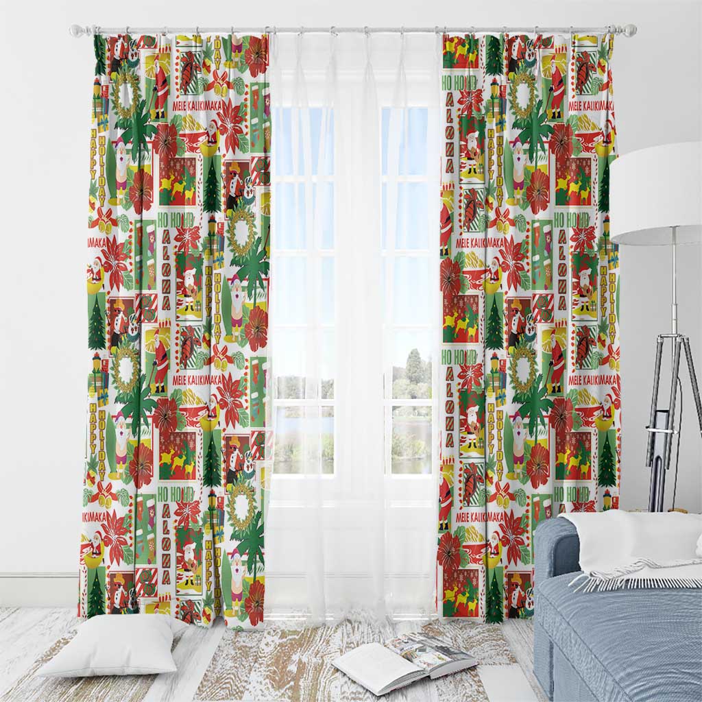 Hawaiian Santa Christmas Pattern Window Curtain White Version - Wonder Print Shop
