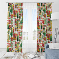 Hawaiian Santa Christmas Pattern Window Curtain White Version - Wonder Print Shop