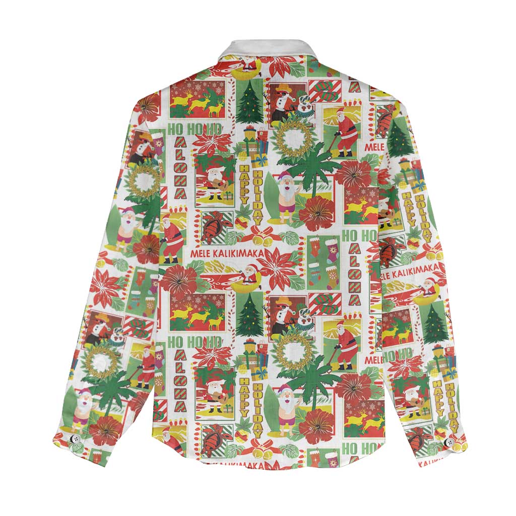 Hawaiian Santa Christmas Pattern Women Casual Shirt White Version - Wonder Print Shop