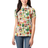 Hawaiian Santa Christmas Pattern Women Polo Shirt White Version - Wonder Print Shop