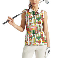 Hawaiian Santa Christmas Pattern Women Sleeveless Polo Shirt White Version - Wonder Print Shop