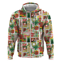 Hawaiian Santa Christmas Pattern Zip Hoodie White Version - Wonder Print Shop