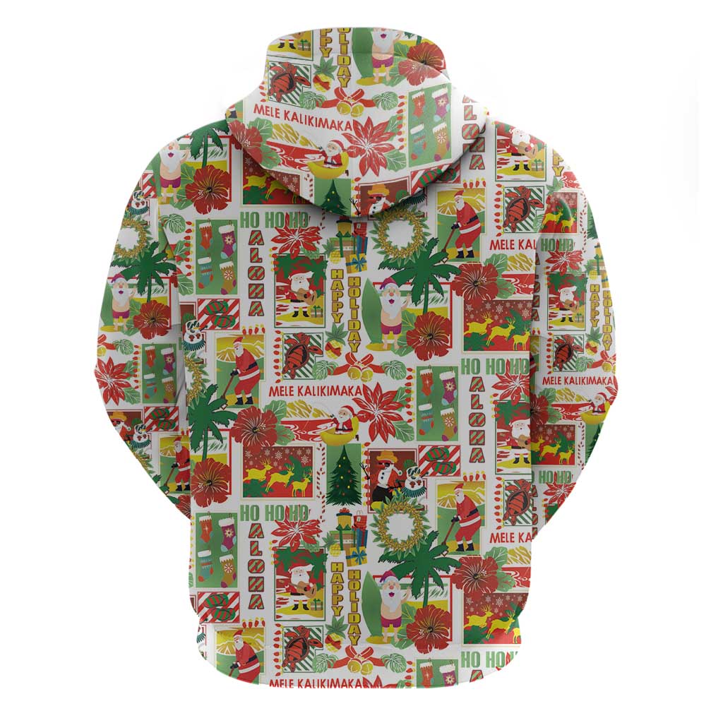 Hawaiian Santa Christmas Pattern Zip Hoodie White Version - Wonder Print Shop