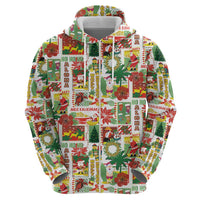 Hawaiian Santa Christmas Pattern Zip Hoodie White Version - Wonder Print Shop