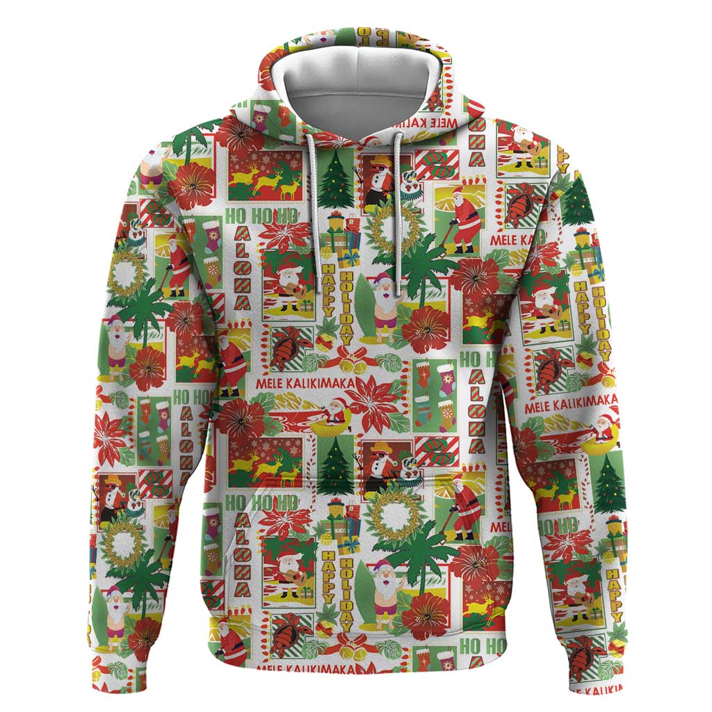 Hawaiian Santa Christmas Pattern Zip Hoodie White Version - Wonder Print Shop