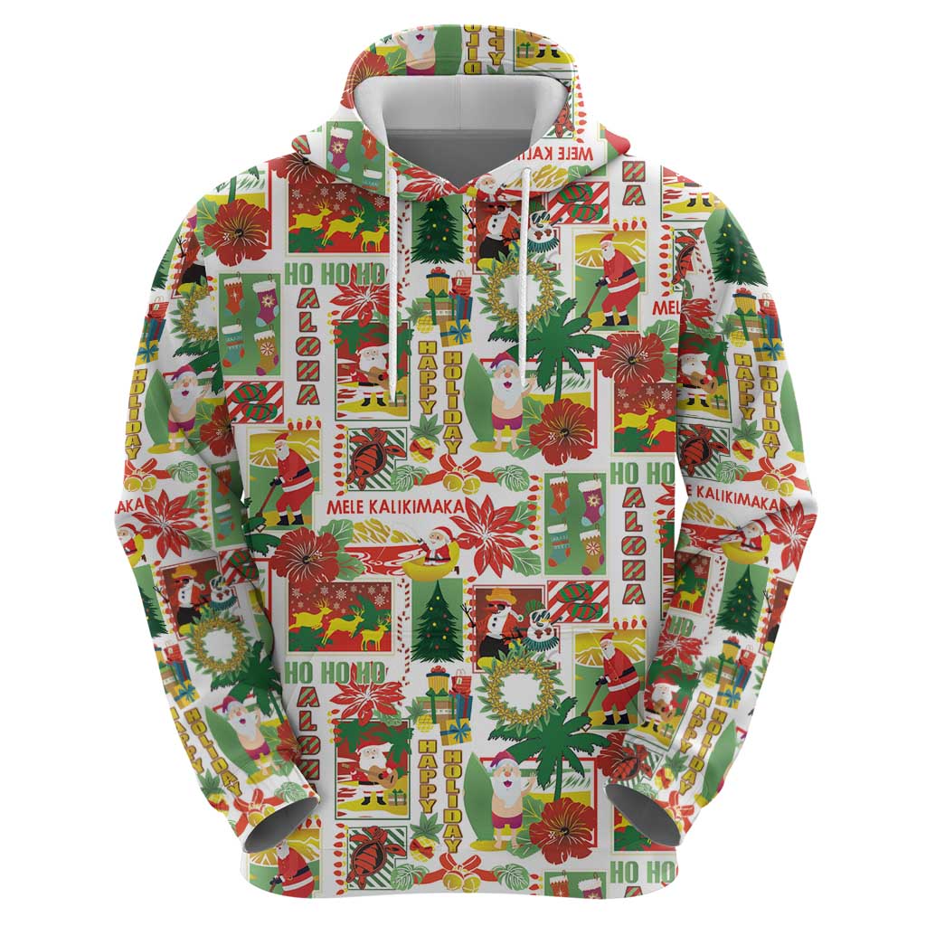 Hawaiian Santa Christmas Pattern Zip Hoodie White Version - Wonder Print Shop