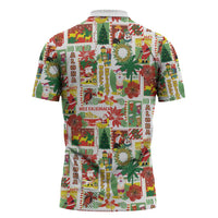 Hawaiian Santa Christmas Pattern Zipper Polo Shirt White Version - Wonder Print Shop