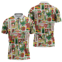 Hawaiian Santa Christmas Pattern Zipper Polo Shirt White Version - Wonder Print Shop