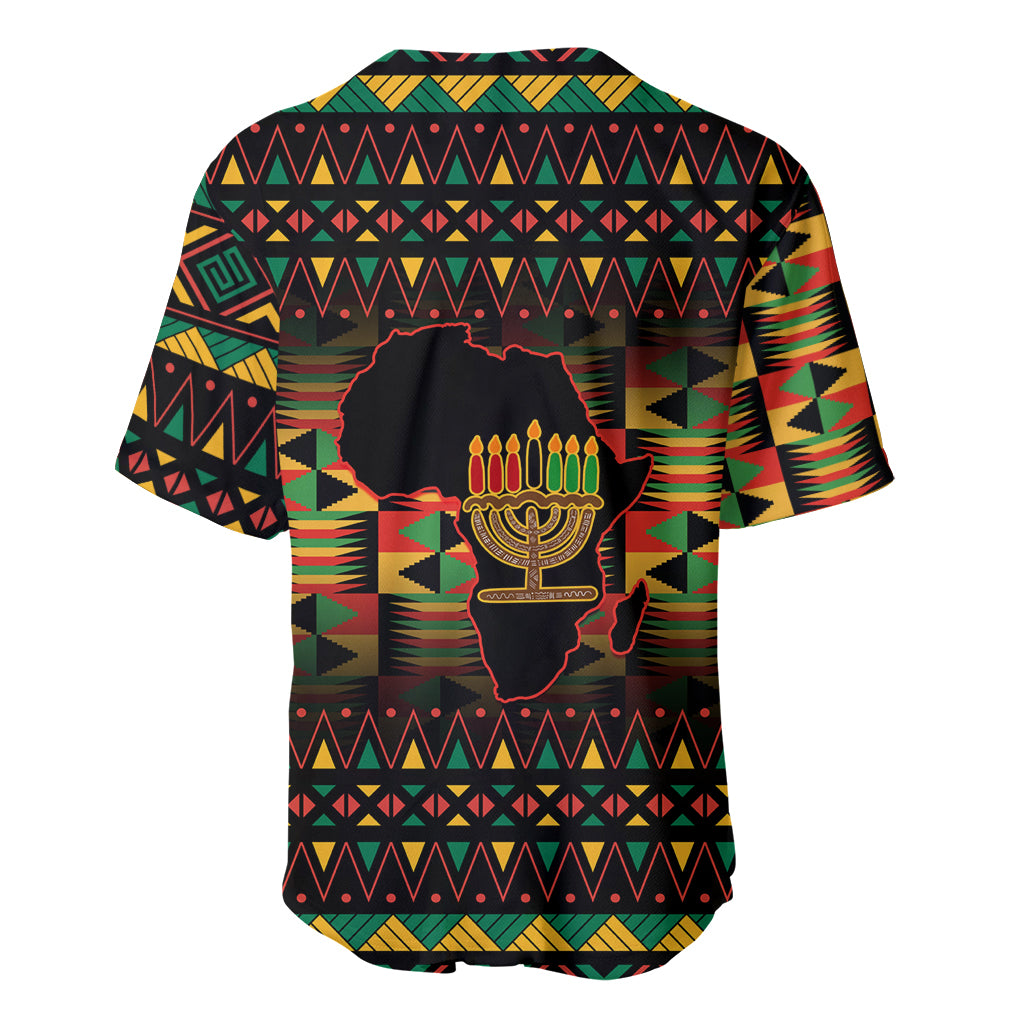 Kwanzaa Festival Baseball Jersey Kinara Candles African Pattern - Wonder Print Shop