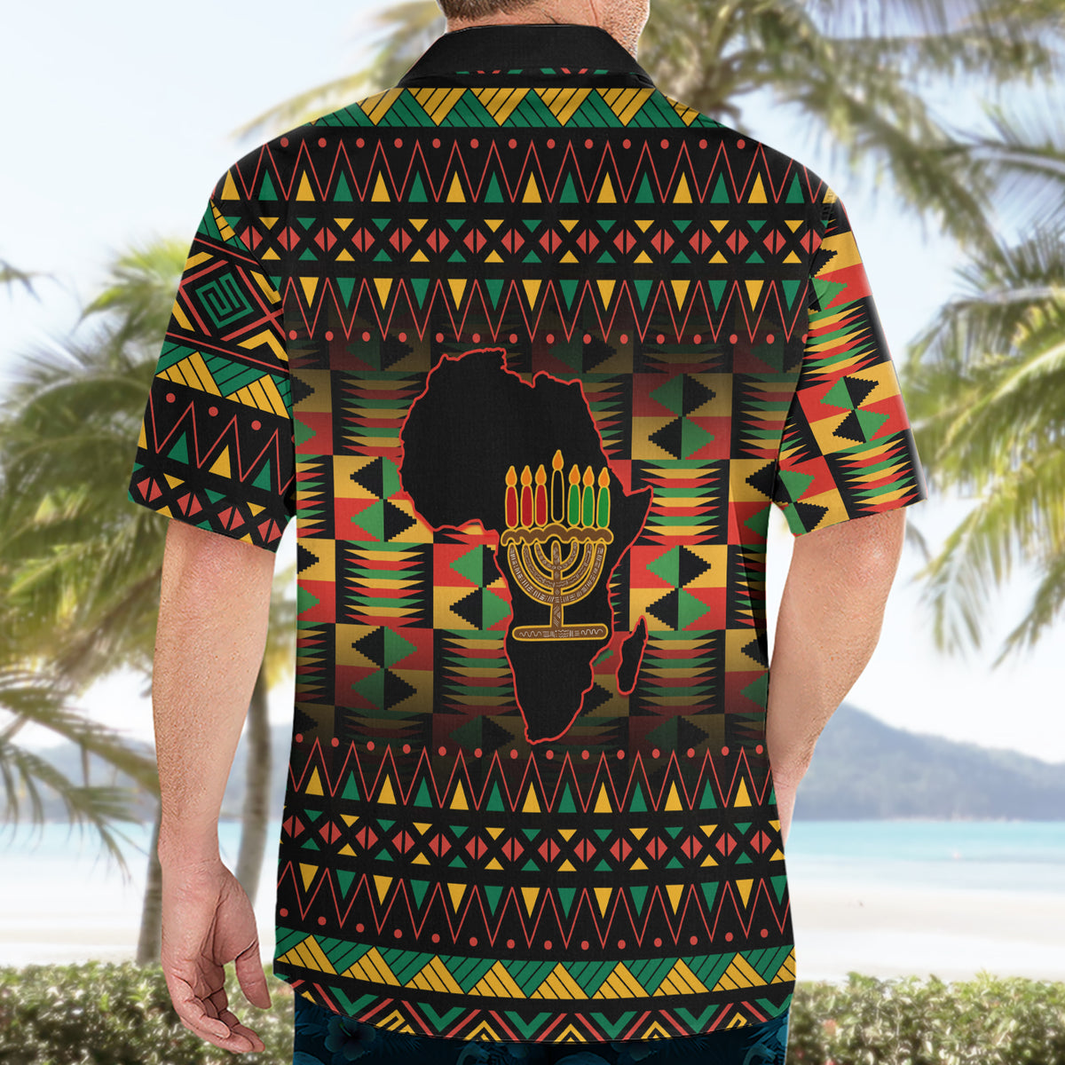 Kwanzaa Festival Hawaiian Shirt Kinara Candles African Pattern - Wonder Print Shop