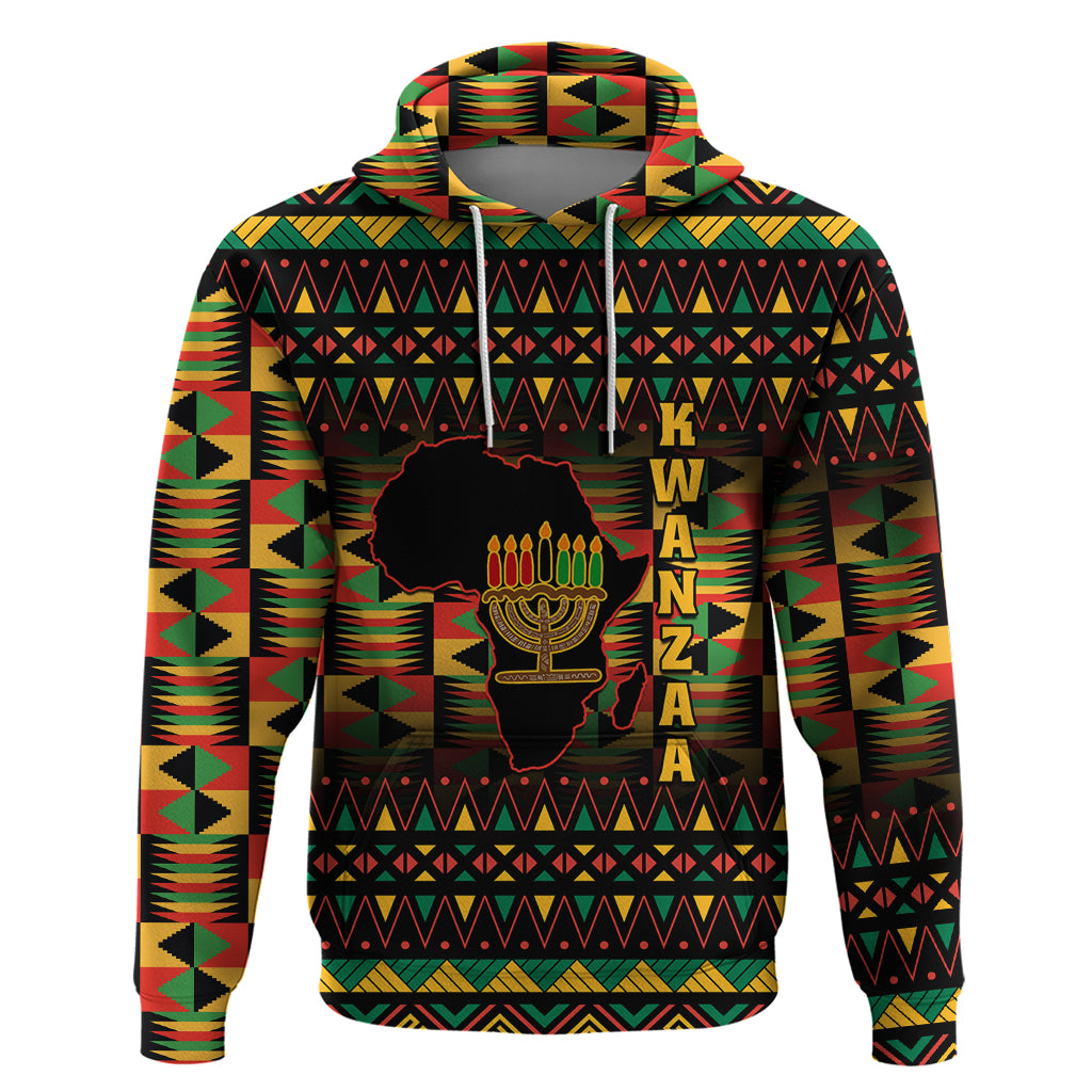 Kwanzaa Festival Hoodie Kinara Candles African Pattern - Wonder Print Shop