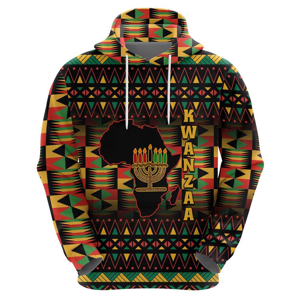 Kwanzaa Festival Hoodie Kinara Candles African Pattern - Wonder Print Shop