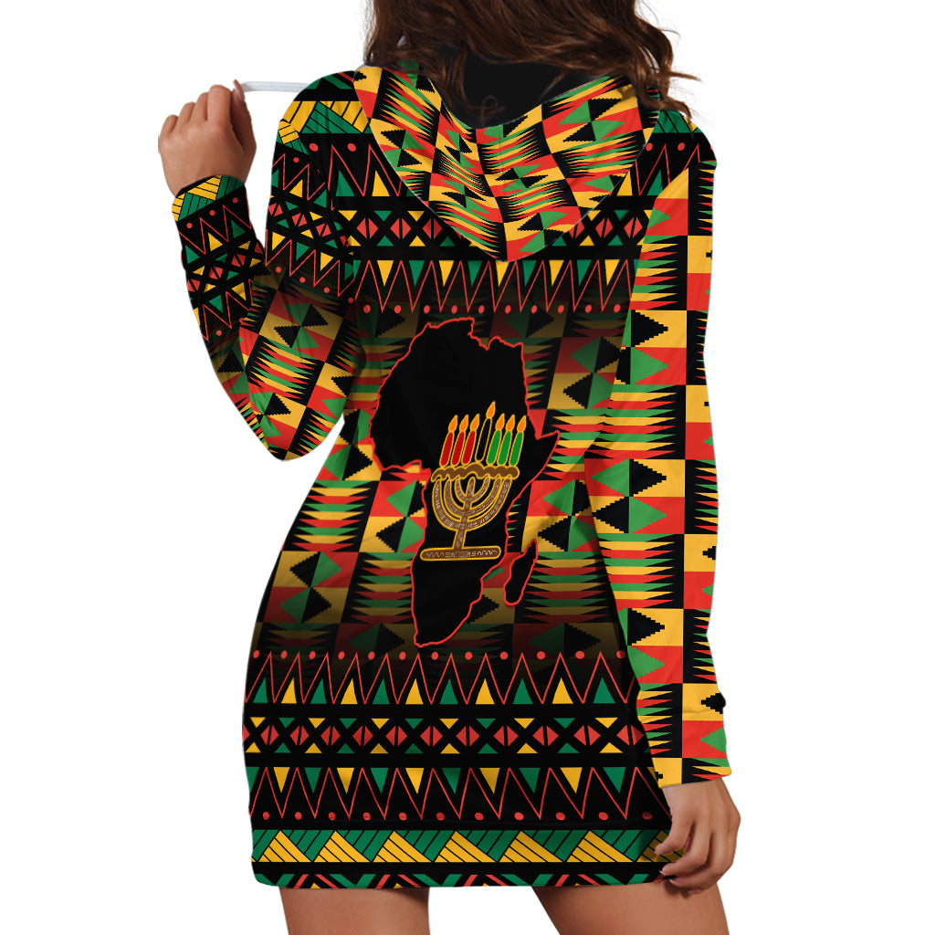 Kwanzaa Festival Hoodie Dress Kinara Candles African Pattern - Wonder Print Shop