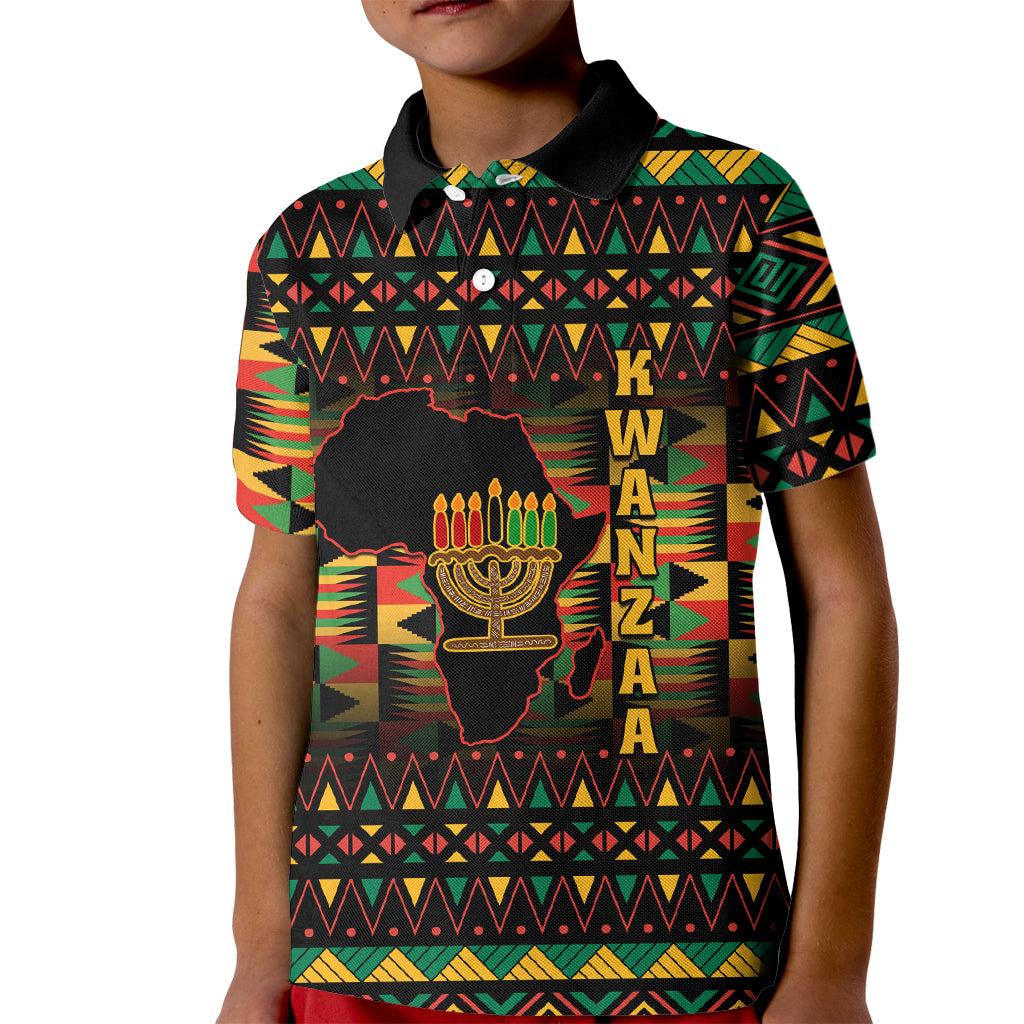 Kwanzaa Festival Kid Polo Shirt Kinara Candles African Pattern - Wonder Print Shop