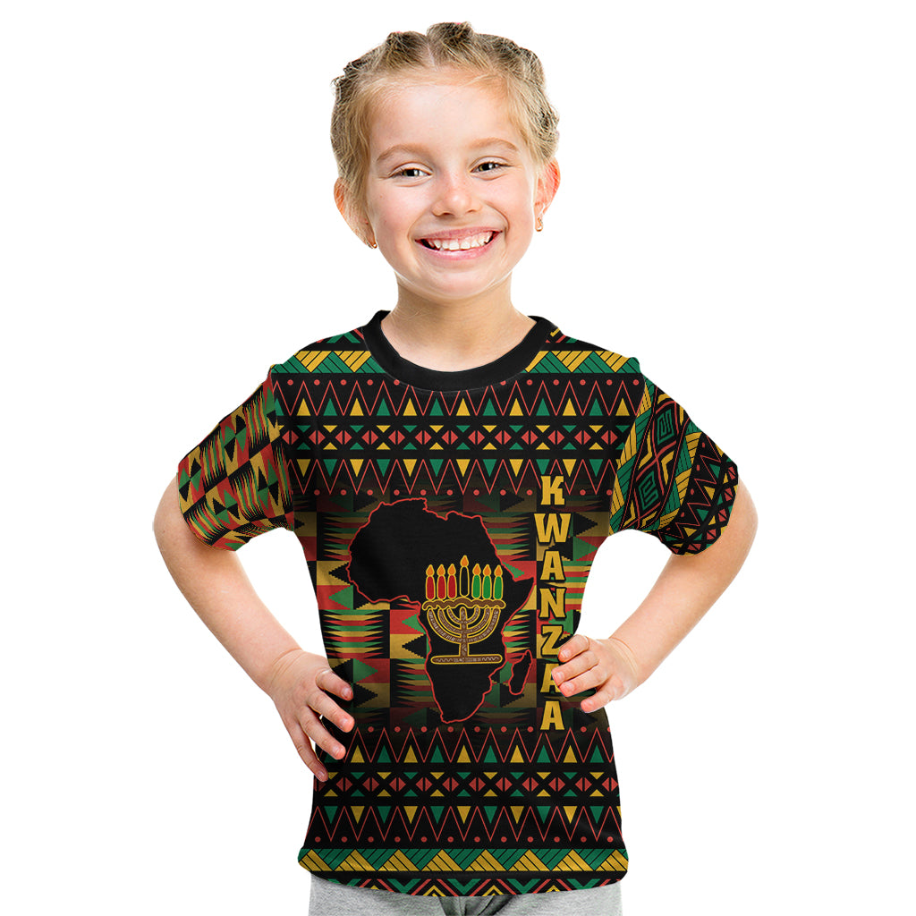 Kwanzaa Festival Kid T Shirt Kinara Candles African Pattern - Wonder Print Shop