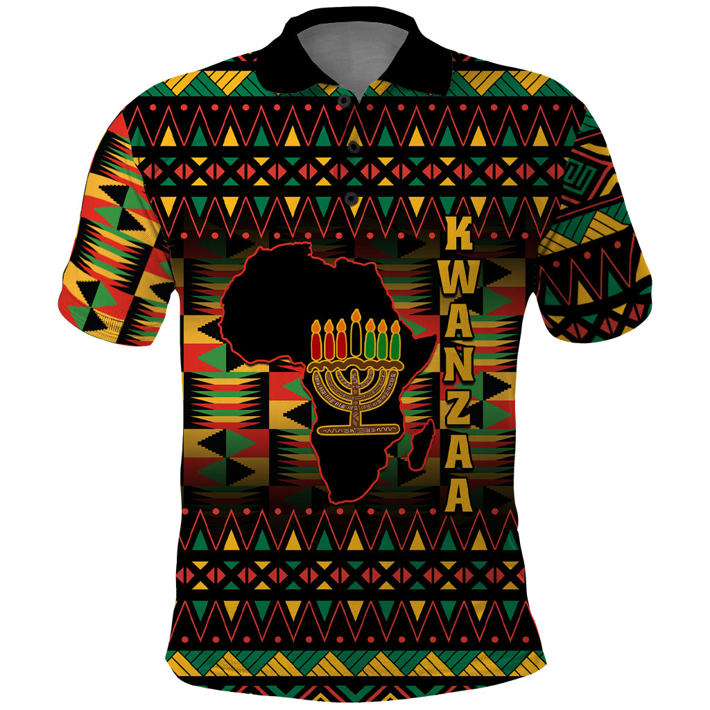 Kwanzaa Festival Polo Shirt Kinara Candles African Pattern - Wonder Print Shop