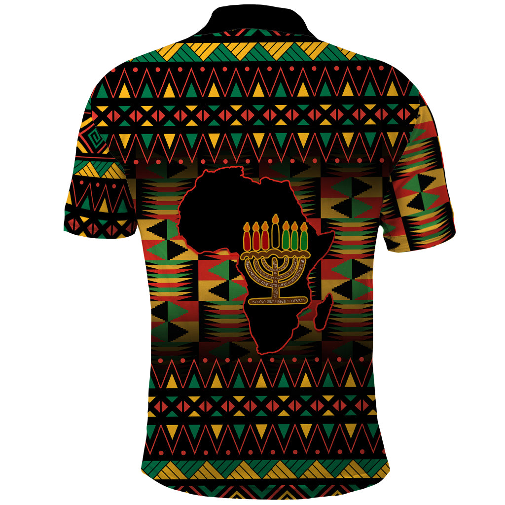 Kwanzaa Festival Polo Shirt Kinara Candles African Pattern - Wonder Print Shop