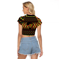 Kwanzaa Festival Raglan Cropped T Shirt Kinara Candles African Pattern - Wonder Print Shop