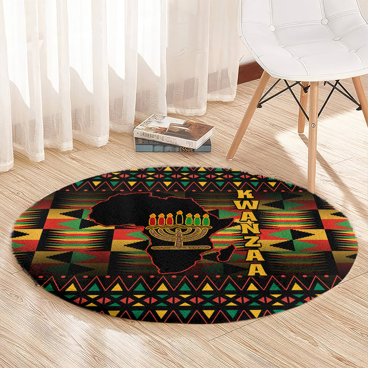 kwanzaa-festival-round-carpet-kinara-candles-african-pattern
