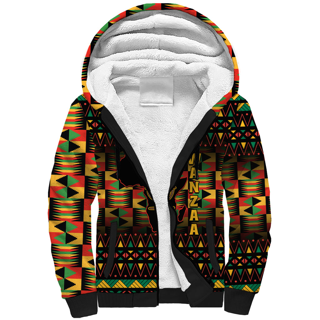 Kwanzaa Festival Sherpa Hoodie Kinara Candles African Pattern - Wonder Print Shop
