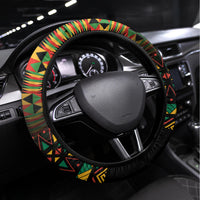 Kwanzaa Festival Steering Wheel Cover Kinara Candles African Pattern - Wonder Print Shop