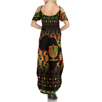 Kwanzaa Festival Summer Maxi Dress Kinara Candles African Pattern - Wonder Print Shop