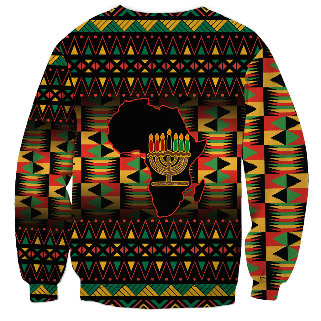 Kwanzaa Festival Sweatshirt Kinara Candles African Pattern - Wonder Print Shop