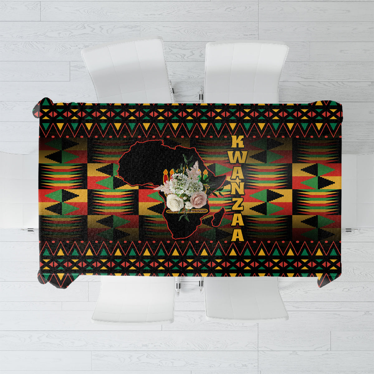 Kwanzaa Festival Tablecloth Kinara Candles African Pattern - Wonder Print Shop
