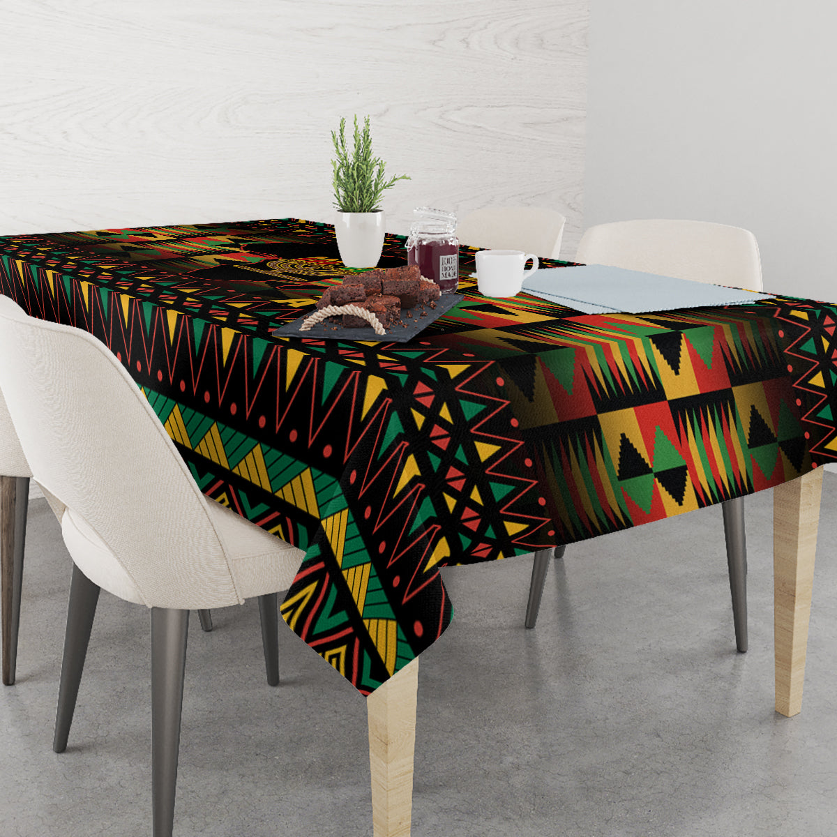 Kwanzaa Festival Tablecloth Kinara Candles African Pattern - Wonder Print Shop