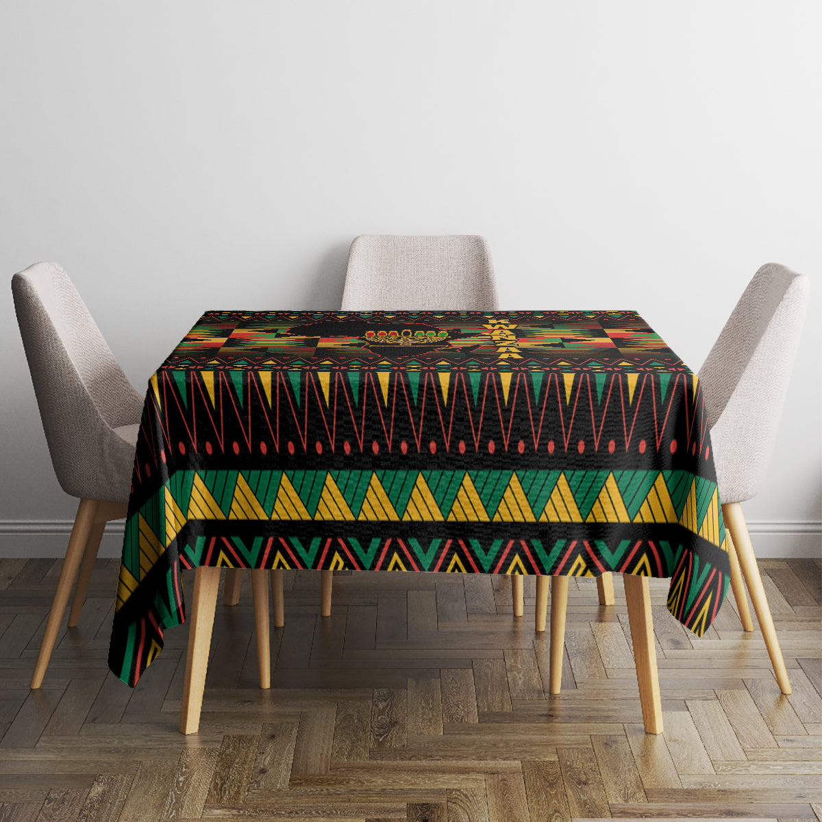 Kwanzaa Festival Tablecloth Kinara Candles African Pattern - Wonder Print Shop