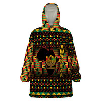 Kwanzaa Festival Wearable Blanket Hoodie Kinara Candles African Pattern - Wonder Print Shop