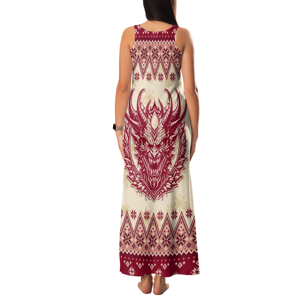 Austria Christmas Family Matching Tank Maxi Dress and Hawaiian Shirt Krampus Xmas Pattern - Wonder Print Shop