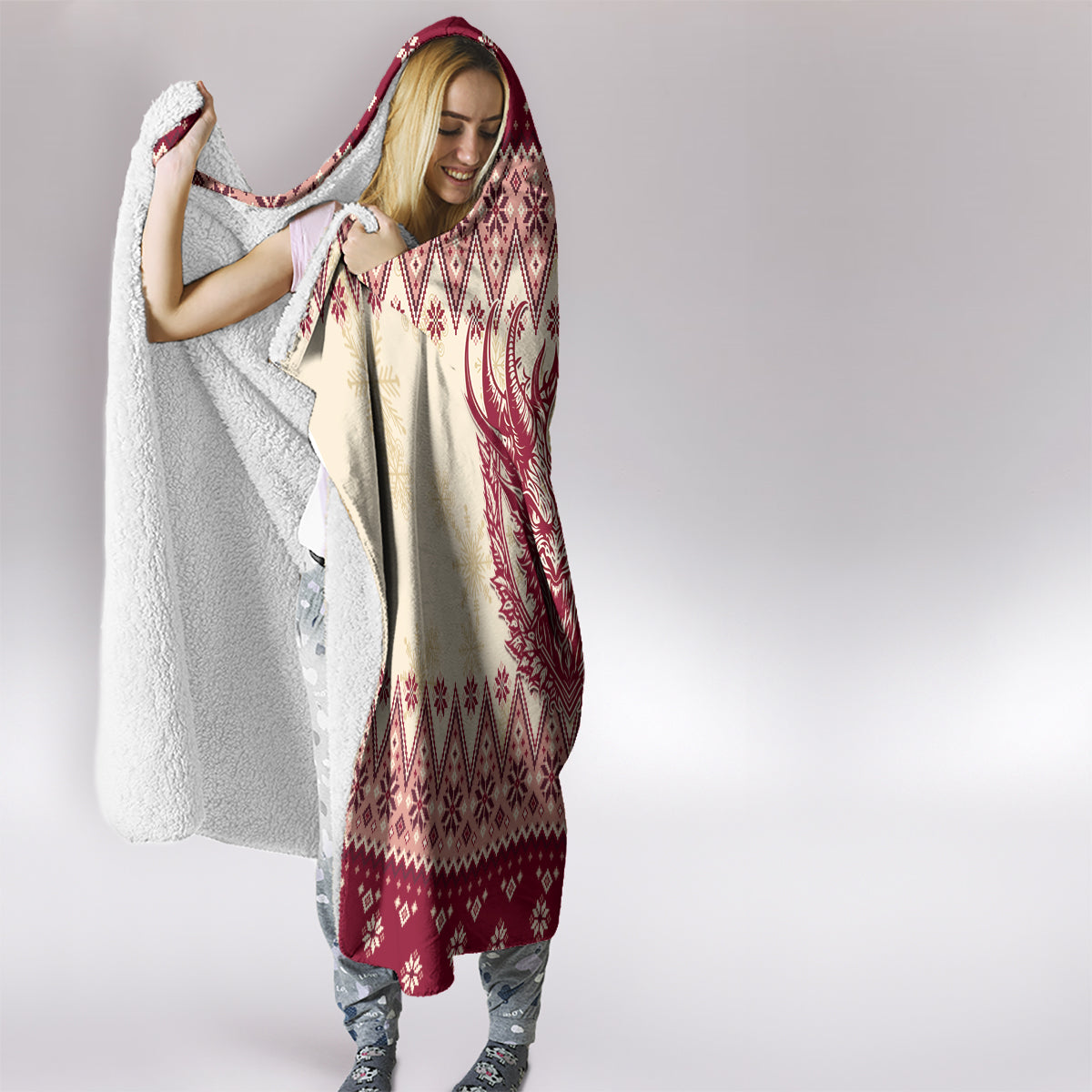 austria-christmas-hooded-blanket-krampus-xmas-pattern