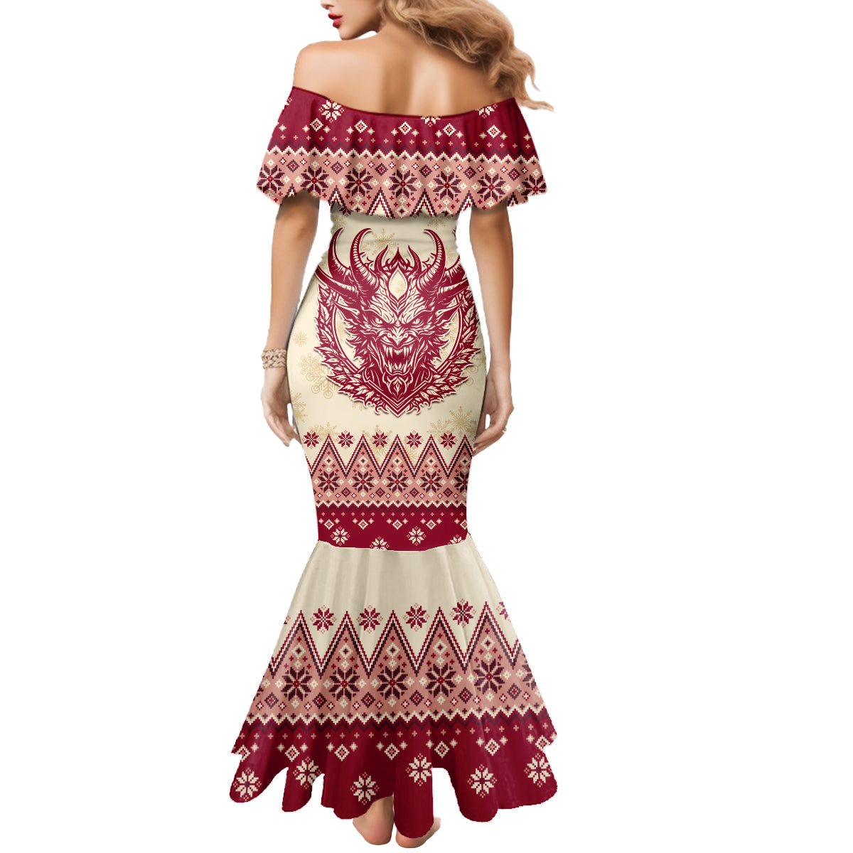Austria Christmas Mermaid Dress Krampus Xmas Pattern - Wonder Print Shop