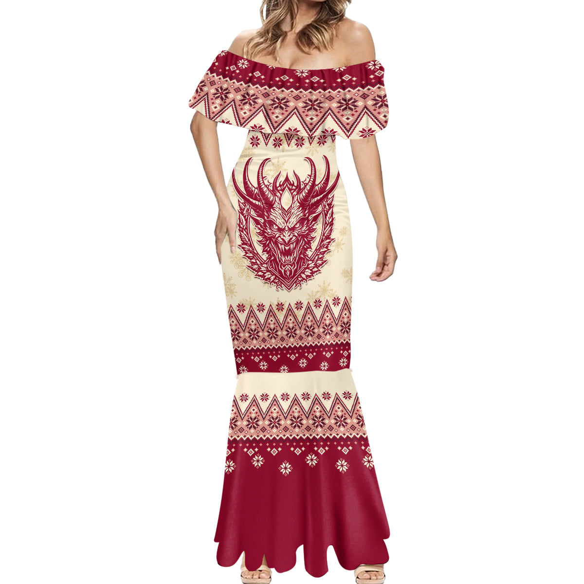 Austria Christmas Mermaid Dress Krampus Xmas Pattern - Wonder Print Shop