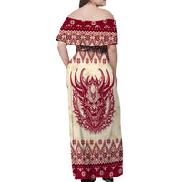 Austria Christmas Off Shoulder Maxi Dress Krampus Xmas Pattern - Wonder Print Shop