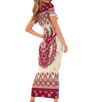 Austria Christmas Short Sleeve Bodycon Dress Krampus Xmas Pattern - Wonder Print Shop