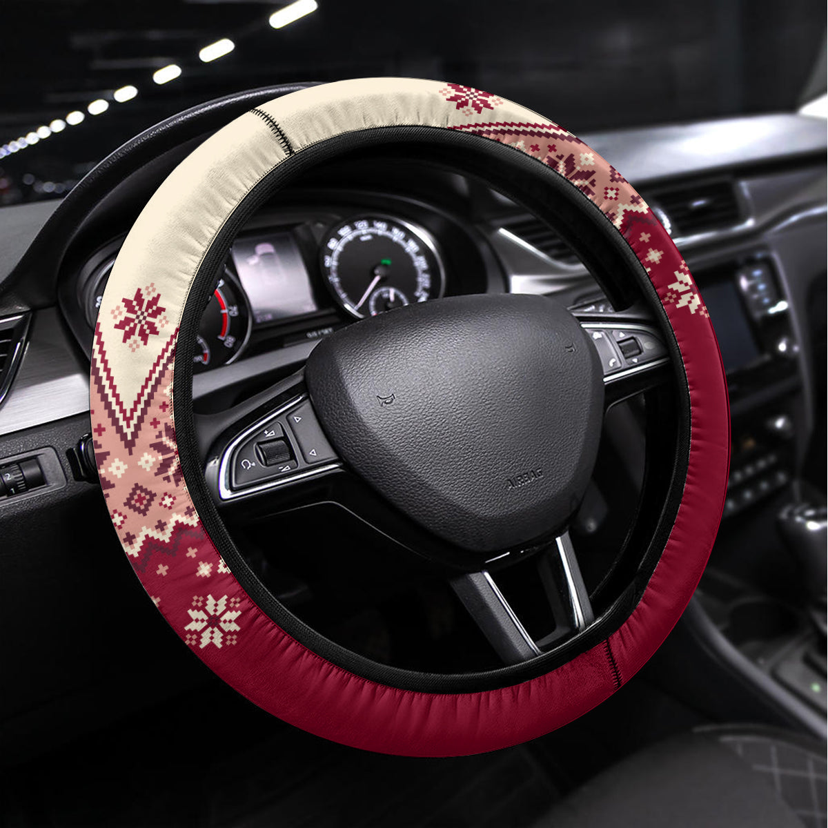 Austria Christmas Steering Wheel Cover Krampus Xmas Pattern
