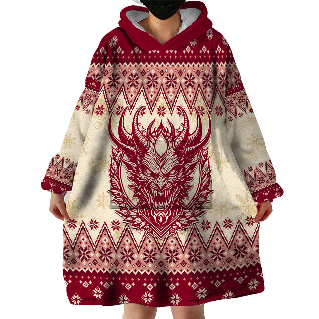 Austria Christmas Wearable Blanket Hoodie Krampus Xmas Pattern - Wonder Print Shop