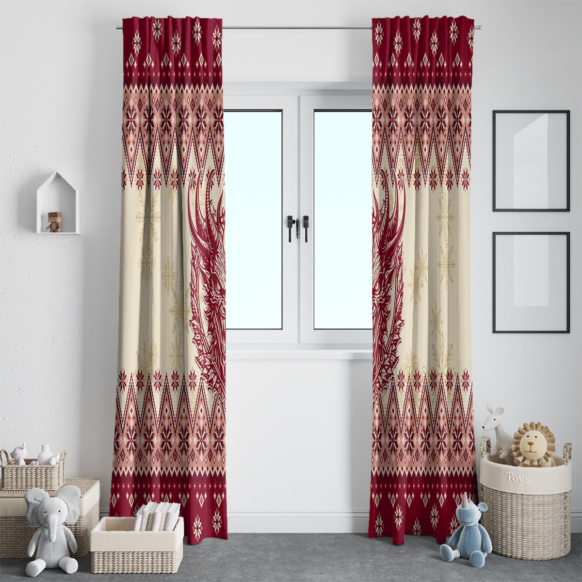 Austria Christmas Window Curtain Krampus Xmas Pattern - Wonder Print Shop