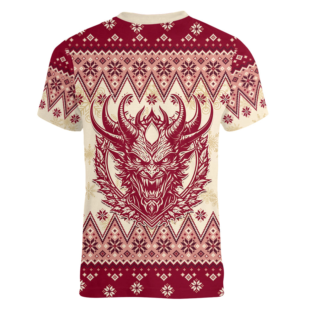 Austria Christmas Women V Neck T Shirt Krampus Xmas Pattern - Wonder Print Shop