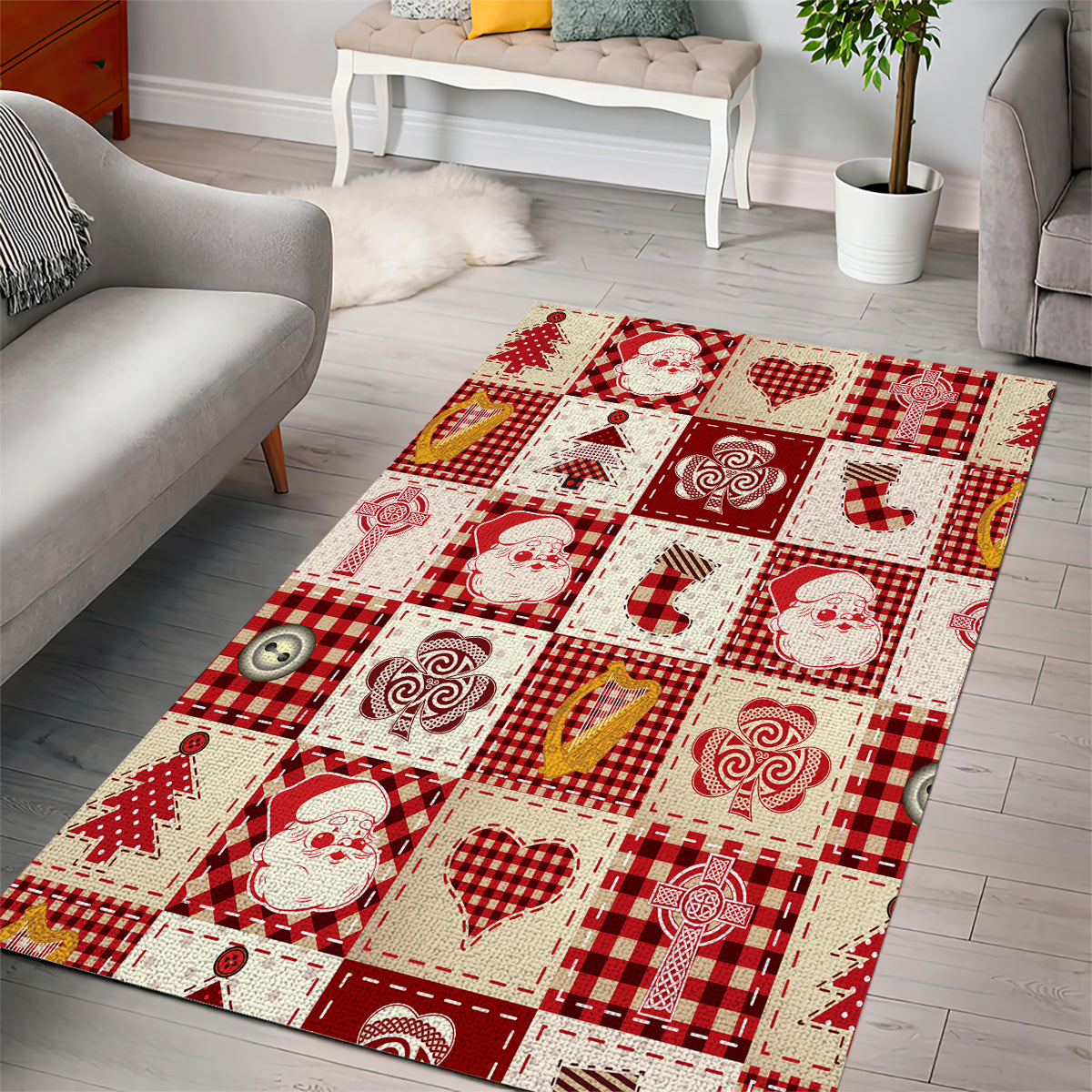 Ireland Christmas Area Rug Irish Celtic Xmas Patchwork Style - Wonder Print Shop
